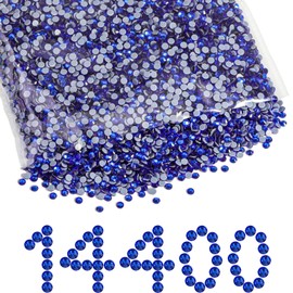 Beadsland Hotfix Rhinestones Bulk, 14400pcs Royal Blue Hot Fix Rhinestones for Crafts Clothes DIY Decoration, Sapphire, SS10, 2.7-2.9mm