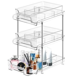 Transparente de 3 Niveles, Estante Organizador de Gabinetes Extraíbles, Organizador de Cocina con Divisores para GabineteMostrador, para Organización 