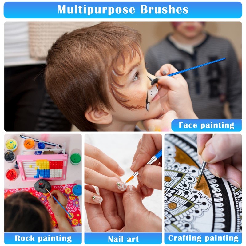 50Pcs Round Paint Brushes Bulk, Anezus Small Paint Brushes Classroom