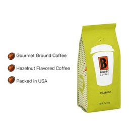 Ground Coffee by BIGGBY COFFEE | Hazelnut Flavored 12oz Bag | Medium Roast Coffee Grounds Bagged in USA | Flavored Coffee Perfect for: Coffee Maker, Pour Over, & French Press | Enjoy Hot or Iced