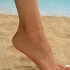 Gweqou Anklets for Women Dainty CZ Ankle Bracelet 18K Gold