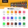 Nicpro 18 Colors Acrylic Ink, 1-oz(30ml) Bottle with Dropper, Quick