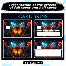 Peacoblue Bank Card Sticker Colorful Butterfly Credit Debit Card Custom Skin Cover Protector, 4 Styles Waterproof Scratch-Proof and Aesthetic Decal for Most Popular EBT Transportation Key Card