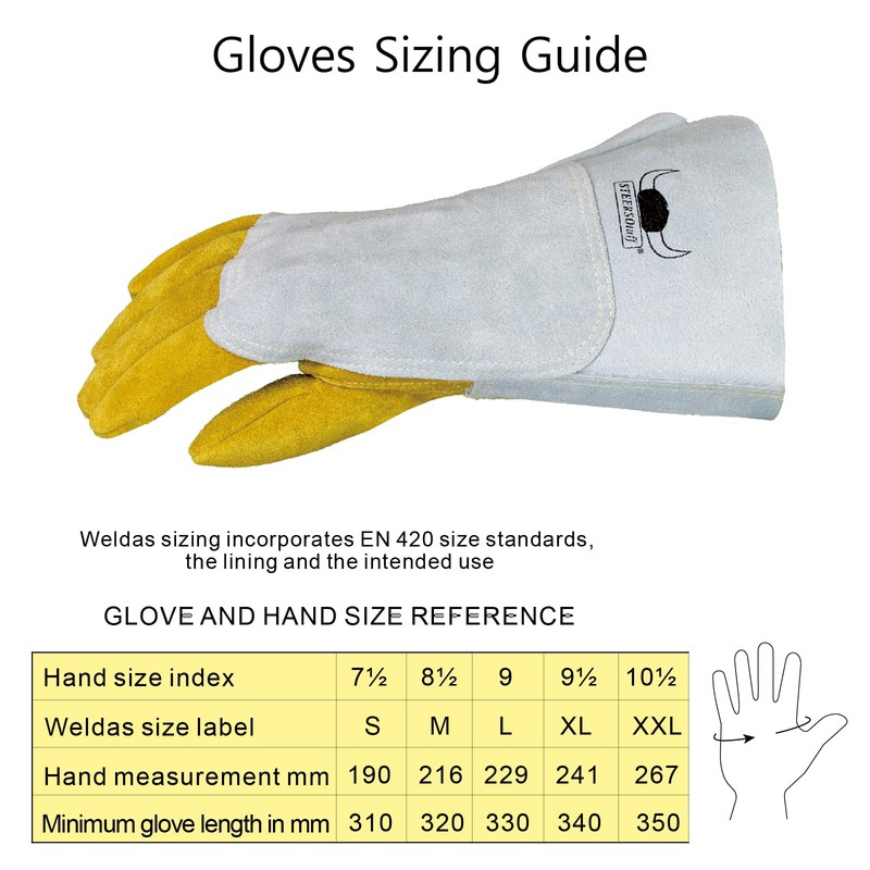 Weldas® STEERSOtuff® premium reverse grain cowhide leather welding gloves, Traditional