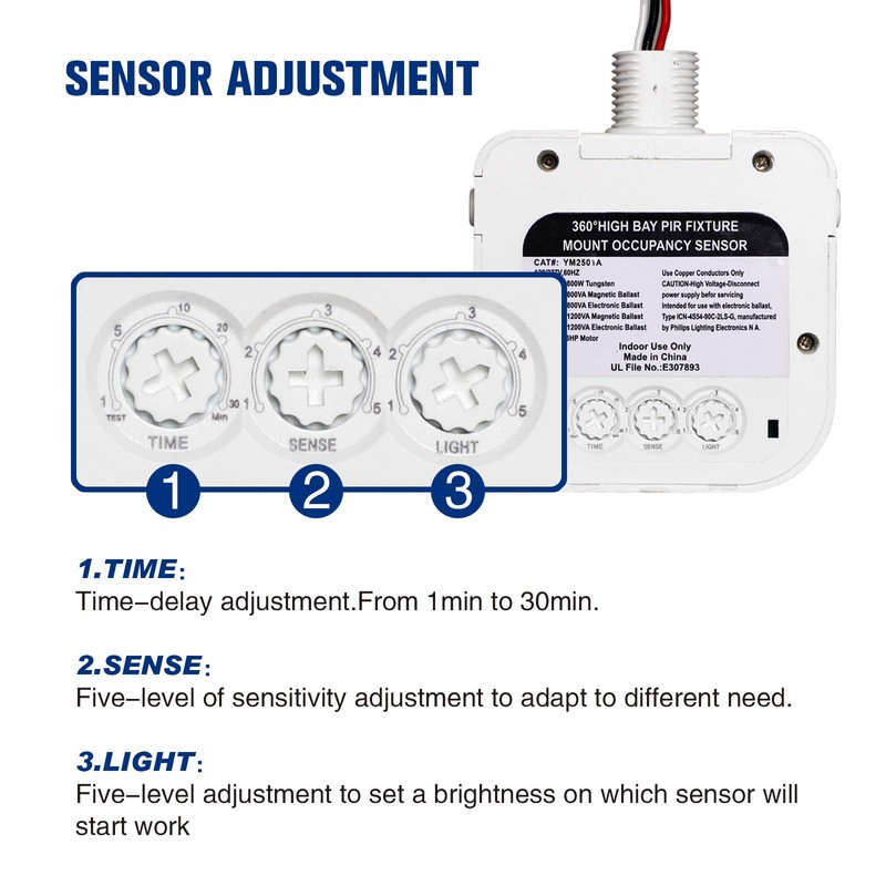 ECOELER Ceiling Occupancy Motion Sensor Switch, High Bay Fixture Mount