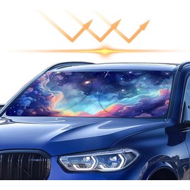 TXWWXT Car Sun Shade for Stars Sky Dark Blue Cosmos,Universal Fit Windshield Sunshade for Cars, SUVs, UV Protection & Heat Resistant Foldable Automotive Sun Shield, Summer Accessories 59"x27.5"
