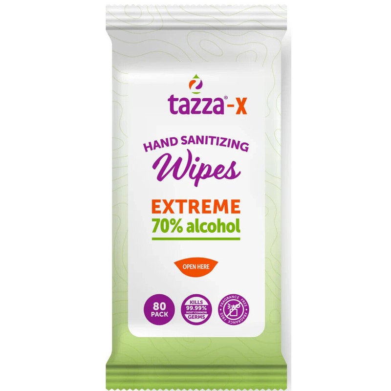 TAZZA-X 4 - 80ct Packs Tazza-X Hand Sanitizing Wipes 70%