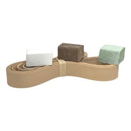 3 Pack of 1 x 30" Leather Stropping Belts - Green, White, and Brown Compounds Included