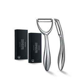 Premium 304 Stainless Steel Peeler Set – Ultra Sharp Y & I Peelers with Ergonomic Non-Slip Handle, Multifunctional Kitchen Fruit and Vegetable Peeler, Dishwasher Safe