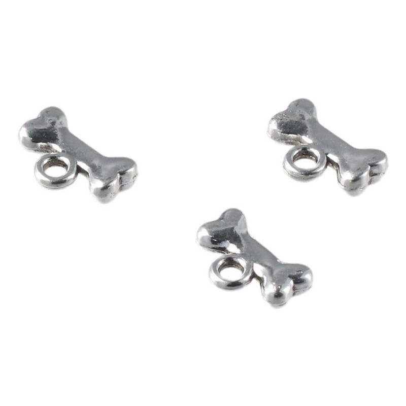 [Qicarkey] 120 Pcs Dog Bone Charms Silver Alloy Pet Dog