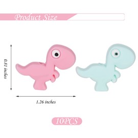 WEWAYSMILE 10 Piece Animal Silicone Beads - Cute DIY Bulk Beads for Handicrafts, Pen, Phone Straps, Bag Pendants (Dinosaur)