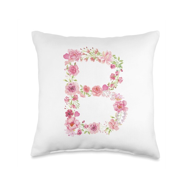 Cool Initial Alphabet Monogram Flowers Gifts Floral Letter B Throw