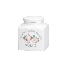 LA PORCELLANA BIANCA PB Porcellana Conserva 0.5 Litre Container with Lid Deco Garlic Gb, Nylon/a, Not Applicable