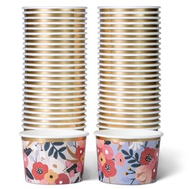 Prims & Flourish 50-Count Paper Ice Cream Cups - 9 Oz Disposable Bowls for Desserts & More