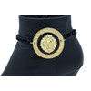 TrendyFashionJewelry Women Western Boot Bracelet Black Metal Chain Medallion Gold