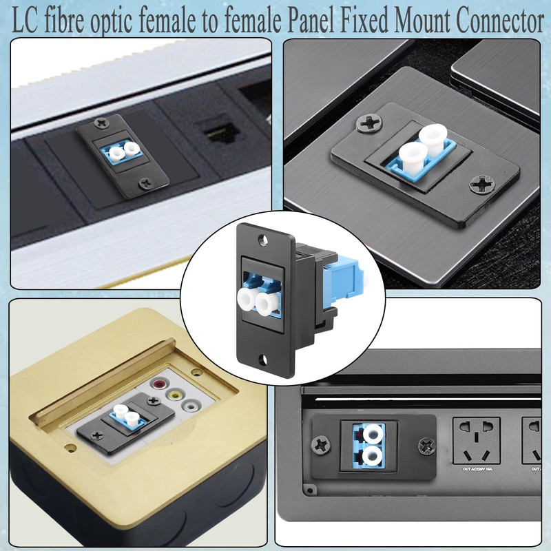 QIANRENON LC Fiber Optic Rectangular Panel Mounting Network Adapter Duplex