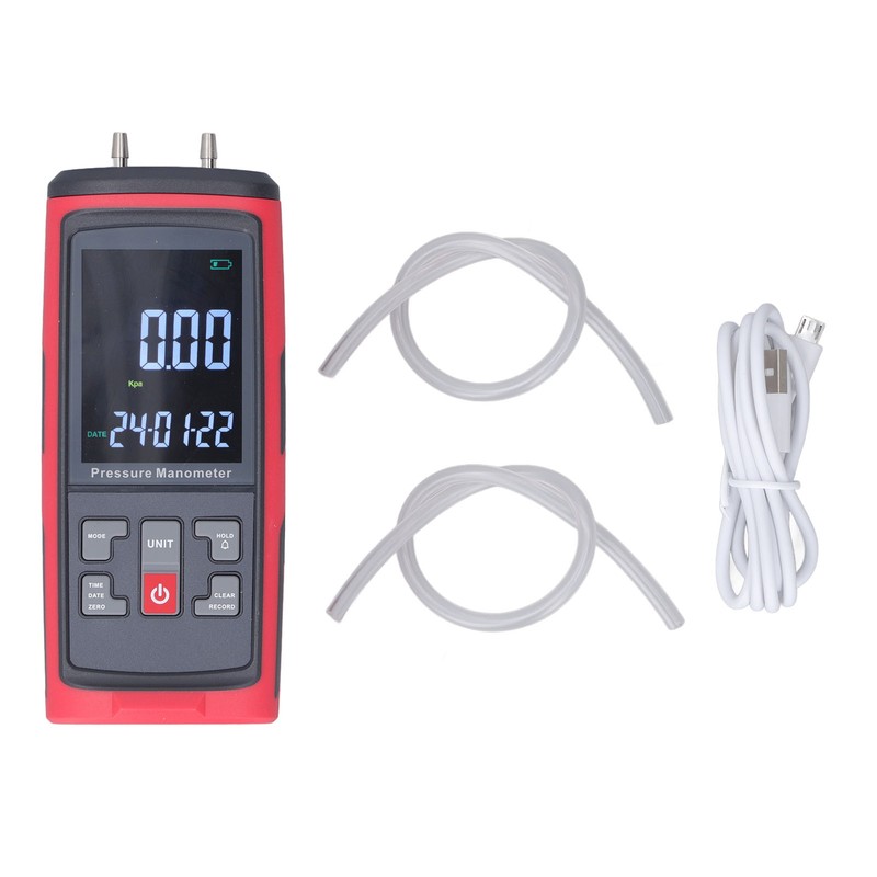 Digital Manometer Pressure Differential Pressure Gauge Air Pressure Tester with