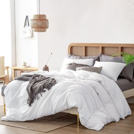 3 Piece Super King Plus Size (120" x 120") Inch Luxury Soft Duvet Cover Set 800 Thread Count 100% Egyptian Cotton with Zipper Closure & Corner Ties for Duvet Cover - White Solid