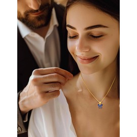 Bestyle Gold Butterfly Necklaces for Women, Blue Sapphire Necklace September Birthstone Pendant-Womens Hypoallergic Necklaces Simple Dainty Cute Butterfly Jewelry
