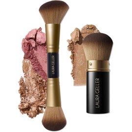 LAURA GELLER NEW YORK Set de 2 Brochas de Maquillaje Face It All: Brocha Retráctil Kabuki para Aerógrafo Y Brocha de Doble Punta para Rubor Y Bronceador.