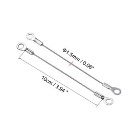PATIKIL Stainless Steel Strap Cable 1.5mmx10cm 4pcs Eyelet End Security Wire Rope