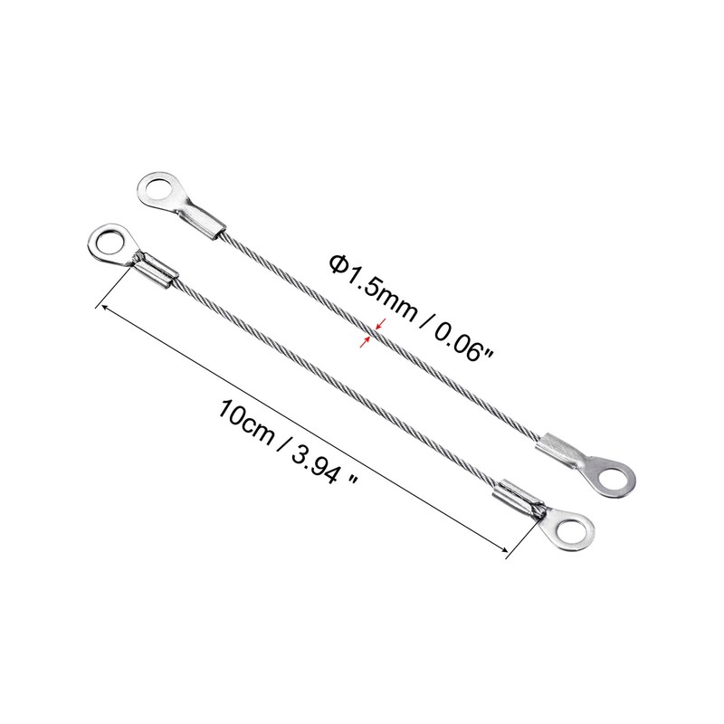PATIKIL Stainless Steel Strap Cable 1.5mmx10cm 4pcs Eyelet End Security