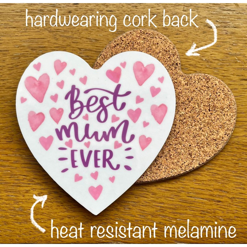 Best Mum Ever Heart-shaped Novelty Coaster - Feel Good Message