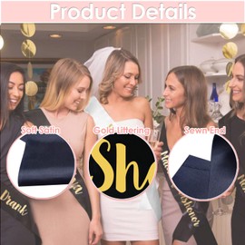 ANGREEL 18Pcs Bride to Be Sashes Set with 1pcs White Bride to Be Sash + 17pcs Black Team Bride Sashes Hen do Sash for Bridesmaid Bridal Shower Wedding Favors Bachelorette Party Supplies Decor