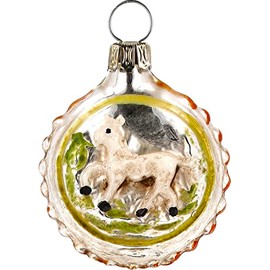 Miniature Glass with Horse and Orange Nubs, Patinated