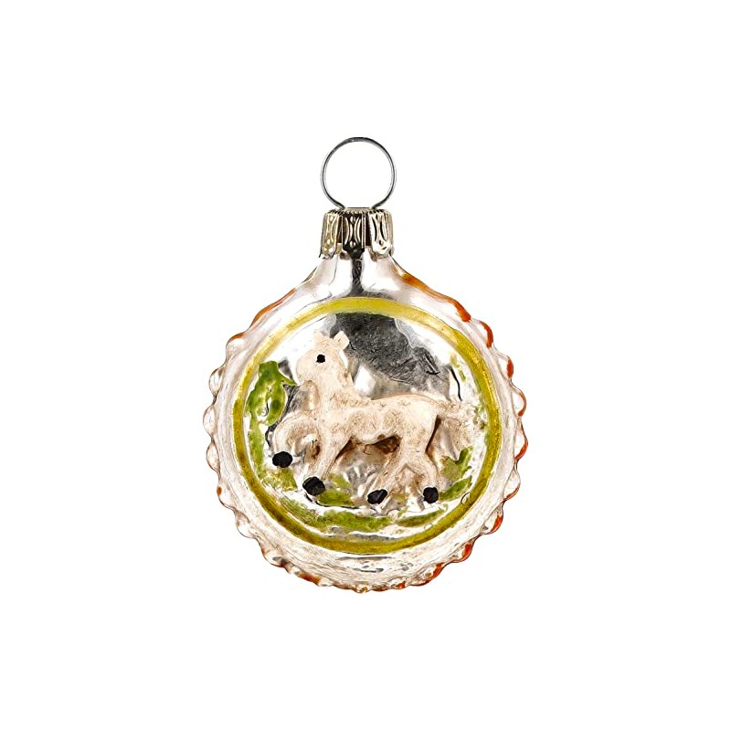 Miniature Glass with Horse and Orange Nubs, Patinated