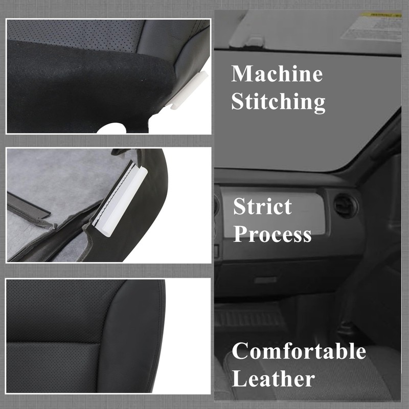AOUTTUOA Front Driver Bottom Perforated Leather Black Seat Cover Compatible
