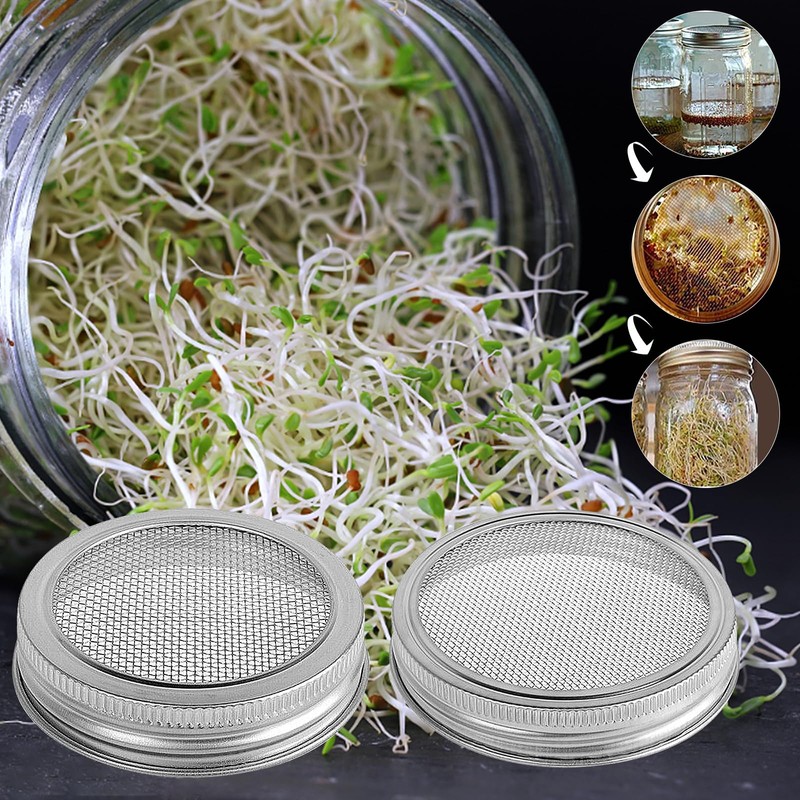 Germinator Jar Lids Mason Jar Sprout Lids 04 Stainless Steel