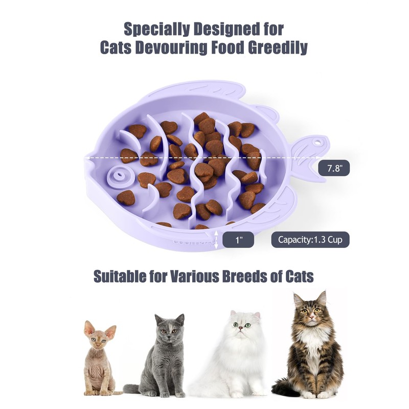 Coomazy 2-in-1 Silicone Slow Feeder Dog Cat Bowls, Lick Mat