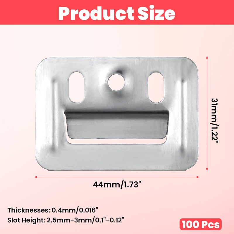 100pcs Stainless Steel Z-Clips (1.73"/44mmx1.22"/31mm) - Wall Panel Fixing Piece,