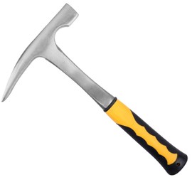 KEILEOHO 32oz 11.8 Inch Rock Pick Hammer With Skid Handle,All Steel Geologist Hammer, Drop Forged Masonry Hammer with Pointed Tip for Mining, 2lbs