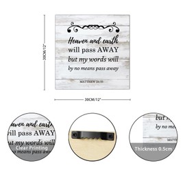 Heaven And Earth Will Pass Away Wooden Signs Retro Wall Plaque Lettering Saying Wood Block Plaque Wall Decor Hanging Plaque Sign For Laundry Room Bathroom Bedroom Home Housewarming Gift 12x12in