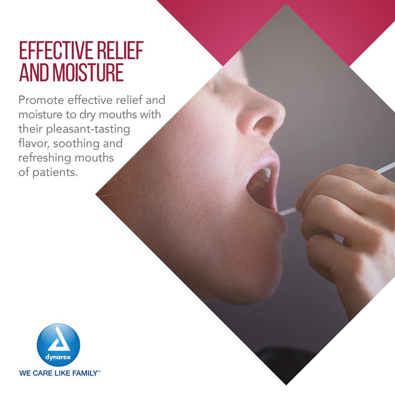 Dynarex Dentifrice-Flavored Swabsticks, Pleasant Tasting Cotton Swabs that Gently Soothe