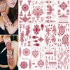 12 Sheets Brown Henna Tattoos Kit, Waterproof Temporary Tattoo Kits,