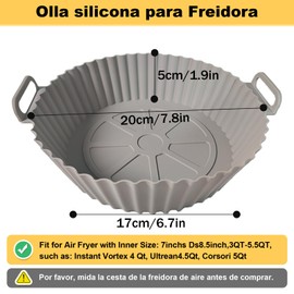 KKSMETIS Silicona Para Freidora de Aire,3 Piezas Reutilizable y Resistente a Las Altas Temperaturas Papel Para Freidora de Aire Para Freidora de Aire (gris, rotundidad)