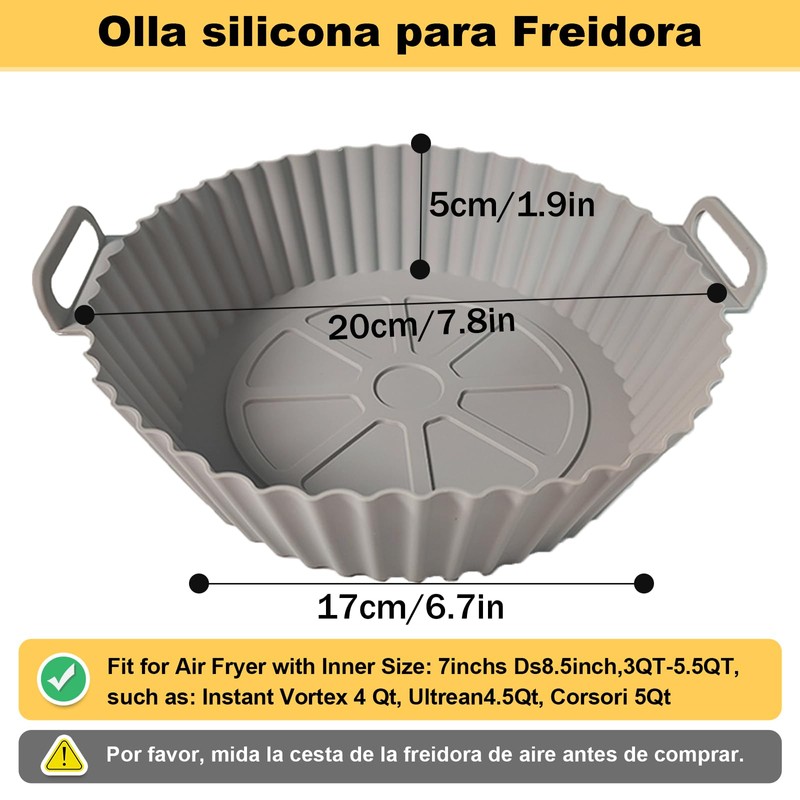 KKSMETIS Silicona Para Freidora de Aire,3 Piezas Reutilizable y Resistente