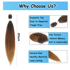 Yaki Straight Hair 20 Inch Prestretched Braiding Hair Extension T3027