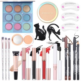 Makeup Kit For Girls, Makeup Set For Teens with Eyeshadow Palette, Lip Gloss, Mascara, Eyeliner, Concealer, Foundation, Makeup Powder, Brushes Set (kit092)