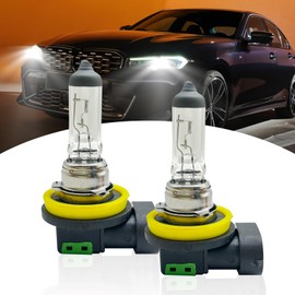 Slykew 2 PCS H11 Automotive Fog Light Halogen Bulb, 12V 55W High Transmittance Quartz Glass Shockproof High Low Beam Lamp, Bulb Replacement Accessories, for Most Cars, Trucks, Trailers (White)