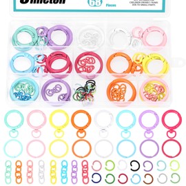 Cimeton 68PCS Colorful Spring Clip Assortment Kits Included Colorful Open Jump Rings Open Jump Rings Connectors Chain Link Colored Round Spring Keychain for Bag Purse Handbag