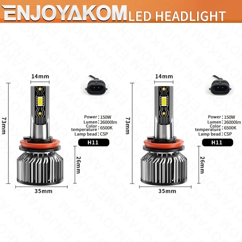 ENJOYAKOM 12000K H11 H9 LED Headlight Super Bright Bulbs Kit