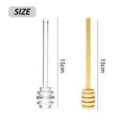 HDGSAFD Pack of 2 Jam Spoons, Transparent Jam Spoon, Wooden Spoon, Coffee Stirrer, Long Handled Jam Spoon, Spiral Coffee Stick, Jam Stirring Spoon