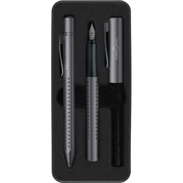 Faber-Castell Grip Edition Fountain Pen and Ballpoint Pen Set - Anthracite, 201526