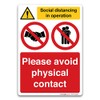 Please avoid physical contact Sign, Virus Protection Prohibition Sign, A3-420x297mm,
