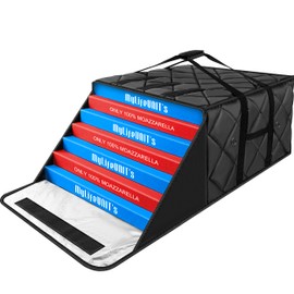 MyLifeUNIT Pizza Bag for Delivery, Thermal Insulated Pizza and Food Delivery Bag, 24" x 24" x 14" Pizza Warmer Bag, Holds 6-7 Large 22" Pizza Boxes, Hot Pizza Carrier Insulated Bags, Black