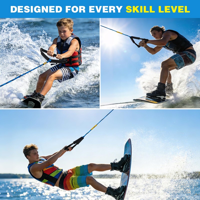 75FT Radius Handle Ski Ropes for Water Skiing, Floating Wakeboard